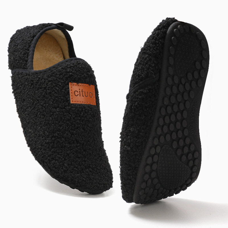 Cross-border Indoor Women's Men's Warm Slippers Soft Lightweight Home Slippers Socks Fluffy Shoes Fleece-lined Slip-on