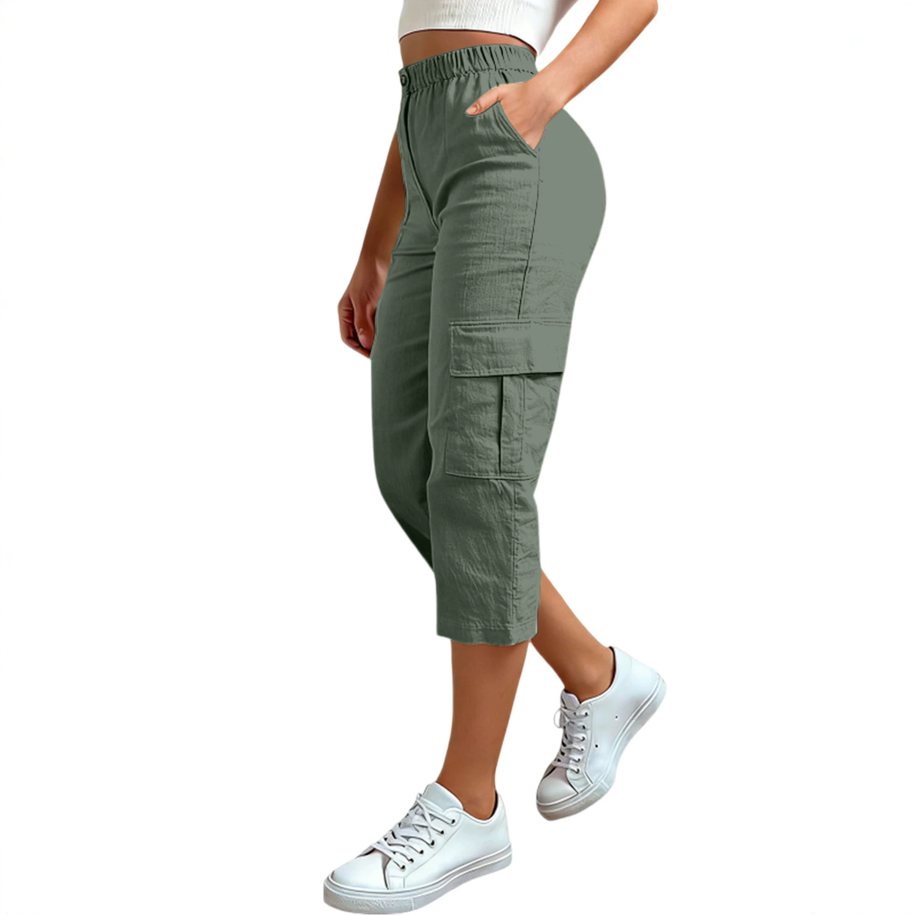 Loose-fit Casual Pants With Multiple Pockets Cross-border Fashion Cropped Trousers