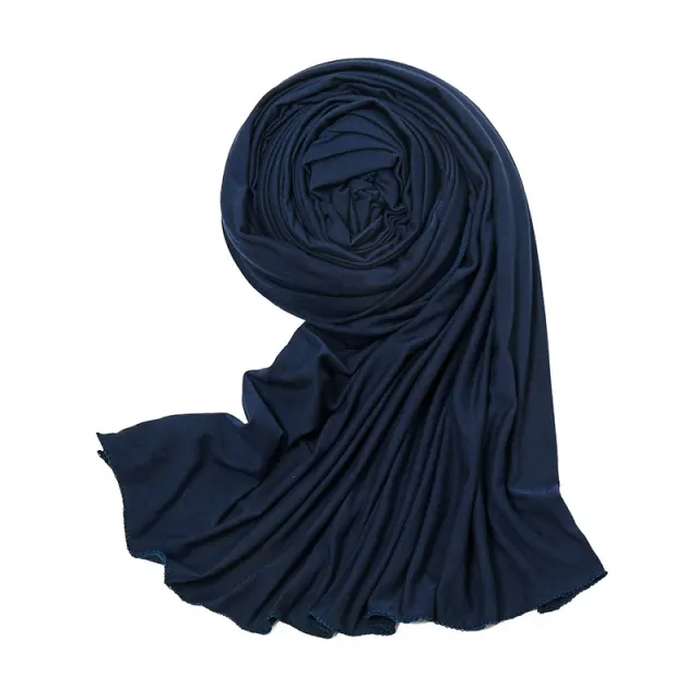 With Hat Monochrome Scarf Shawl Breathable 22 Navy Blue - Shop at LoveMi