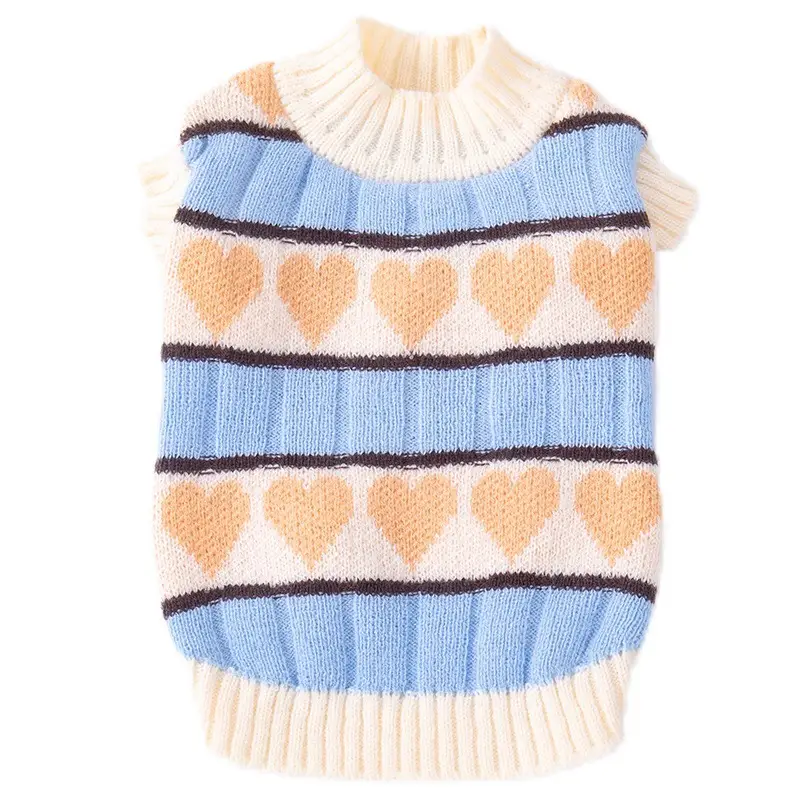 Peach Heart Velvet Pet Sweater Dog Teddy Yorkshire Cat Bichon