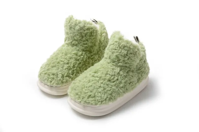 Female Winter Wear Heel Wrap Platform Type High Cotton padded Shoes Green - Shop at LoveMi