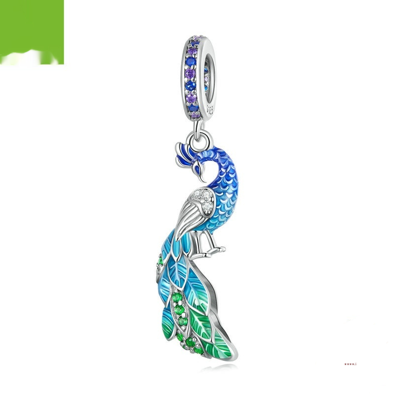 Gradient Drop Oil Exquisite Phoenix Diy Bracelet Necklace Pendant Smart Wing S925 Silver Beaded