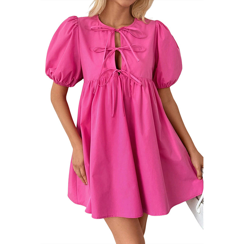 Bow Front Lace-up Jumpsuit A- Line Skirt