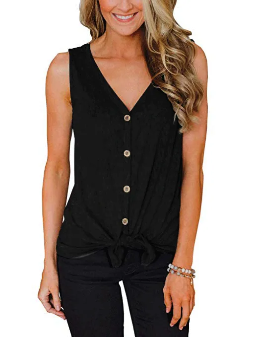 Women's V Neck Sleeveless Bottoming Shirt Top Black - Shop at LoveMi