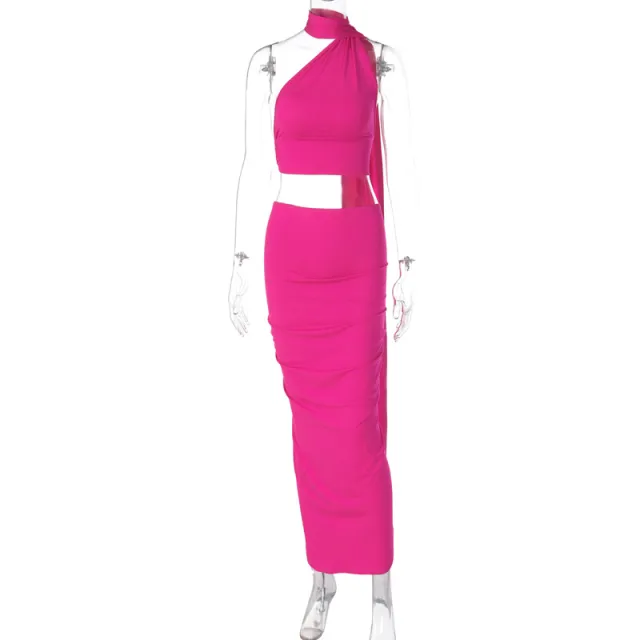 Fashion Backless Tube Top Slim Fit Pleated Skirt Red - Shop at LoveMi