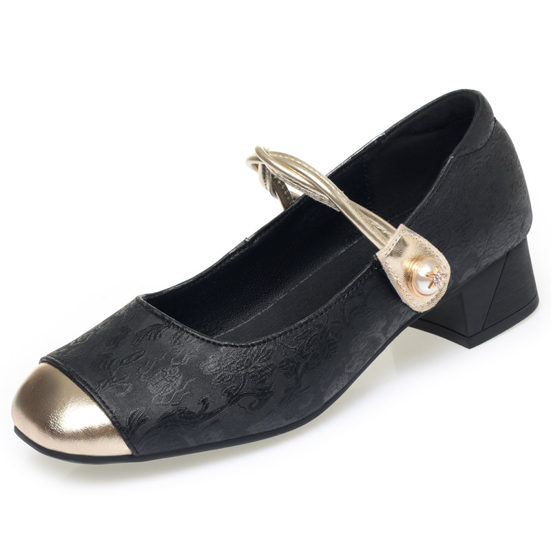 Leather Velcro Strap Heels