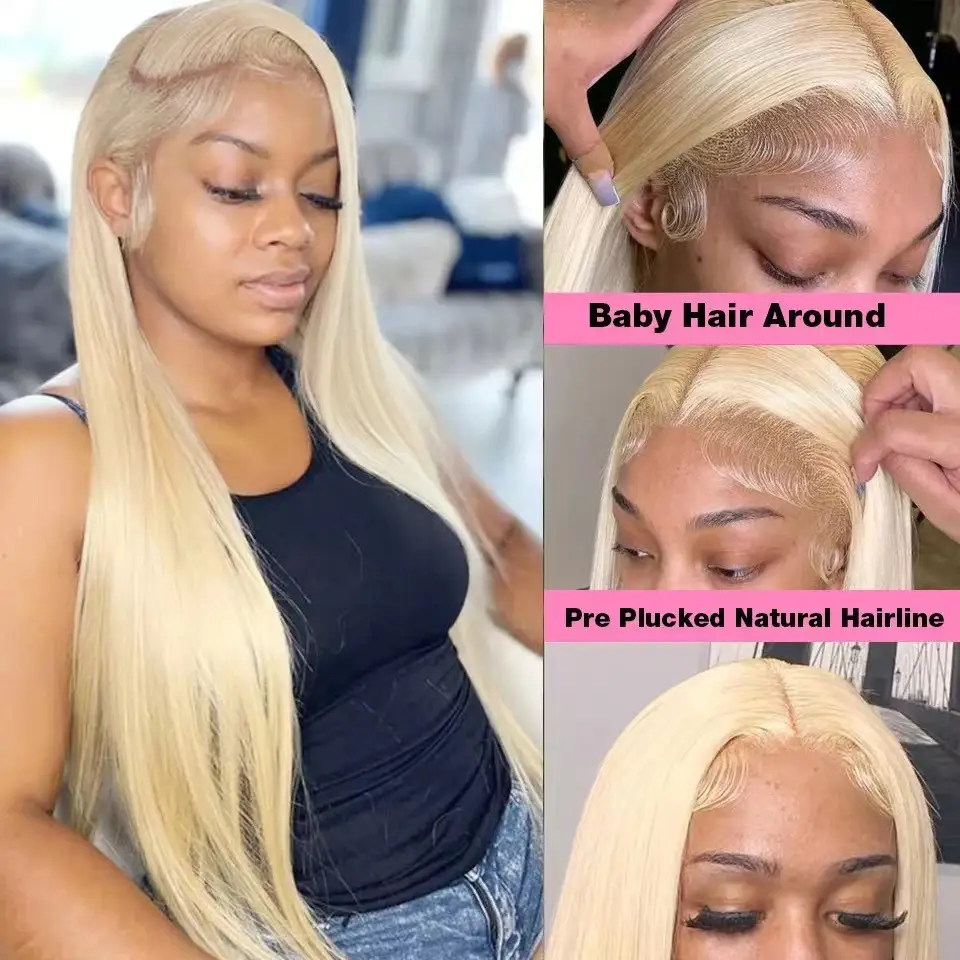 Front Lace Light Golden Long Straight Hair Full Lace Wig Cap
