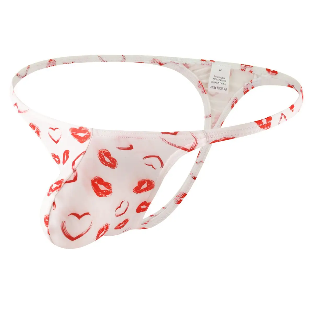 Men's Low Waist T-Back Underwear with Couple Theme Print