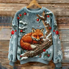 Womens 3D DigitalPrint Flannel Crewneck Sweatshirt For FallWinter - Kjfs02803-2Xl - View 1