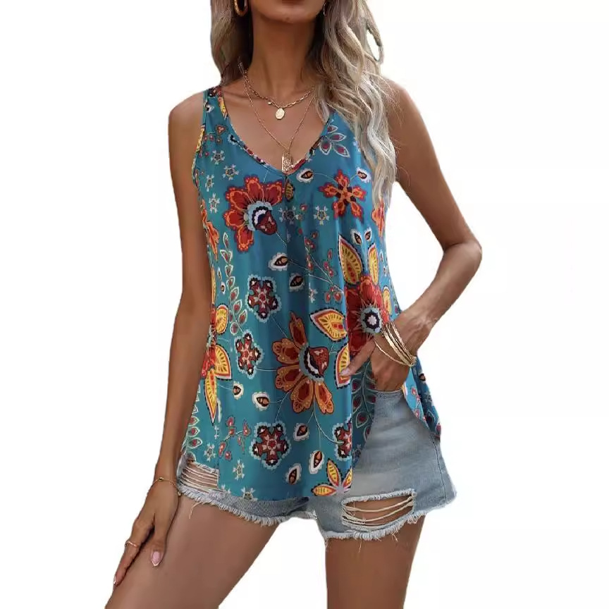 Multicolor Fashion V-Neck Strap Tank Top Womens T-Shirt 7