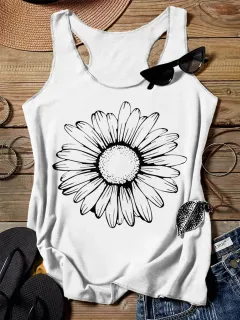 202 Casual Round Neck Narrow Edge Top Loose Sports Pattern Digital Printing Vest Women's Clothing - G45Z862 - View 1