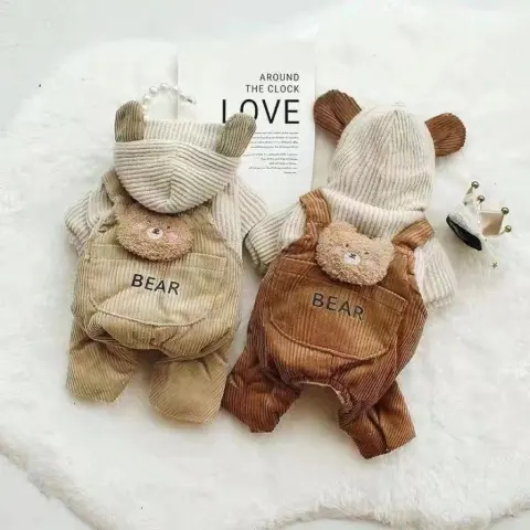 Pet Dog Fleece-lined Thick Style Milk Coffee Bear Four-legged
