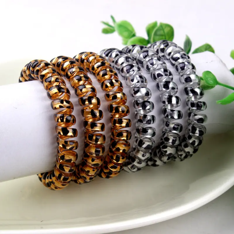 Plastic Leopard Print Phone Line Hair Ring