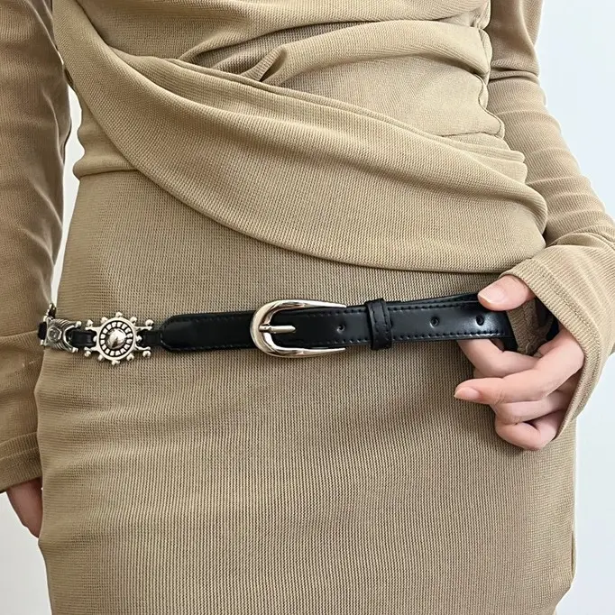 New Leather Rivet Stitching Waist Chain