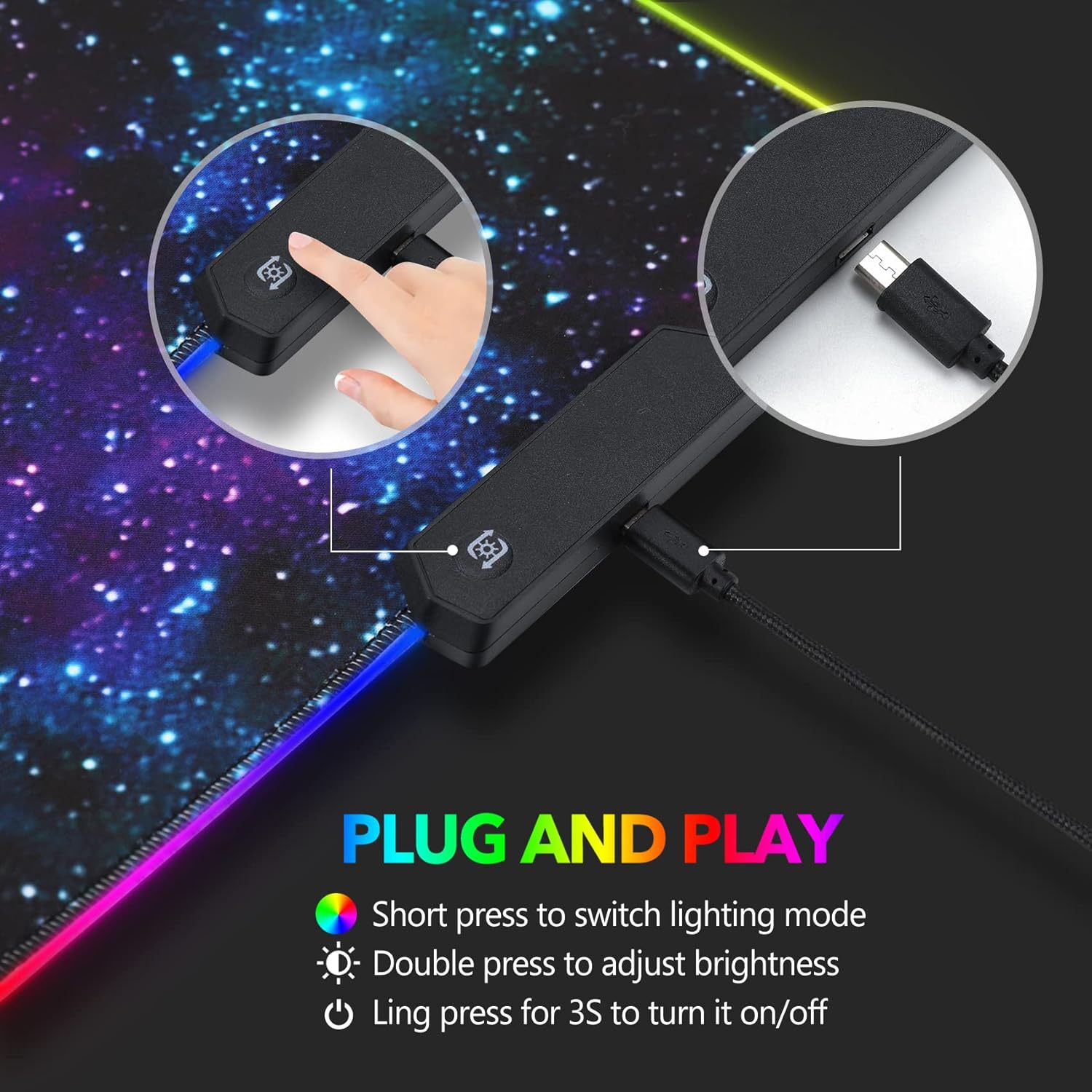 Gaming And Office USB RGB Backlit Mouse Pad 10