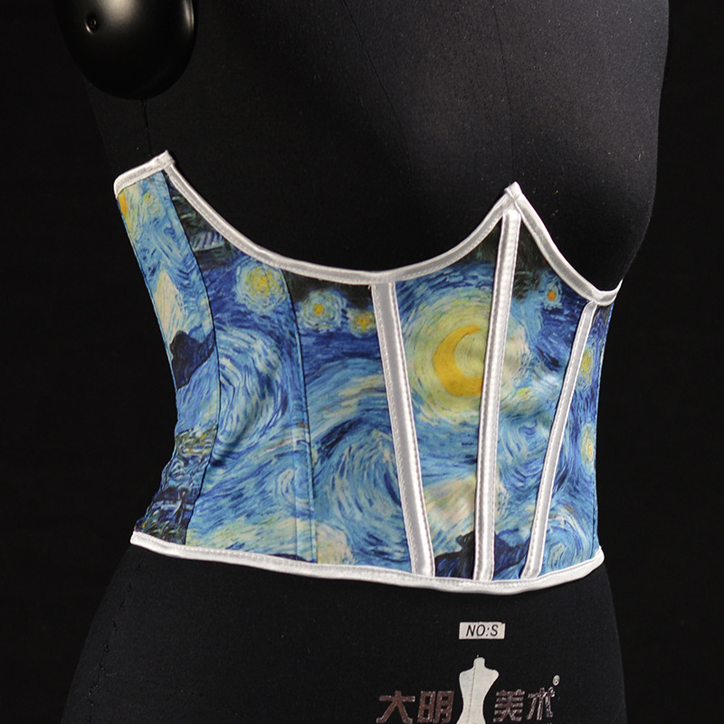 21cm Short Oil Painting Style Monet Starry Night Belt