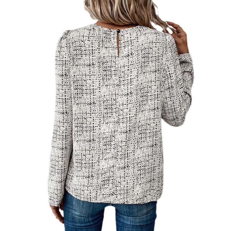 Round Neck Fashion Elegant Loose Long-sleeved Women's Top