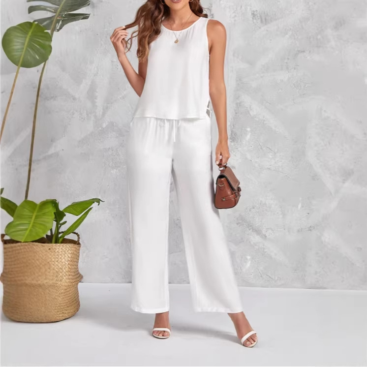 Womens Vest Top And Casual Fashion Wide-Leg Pants Set