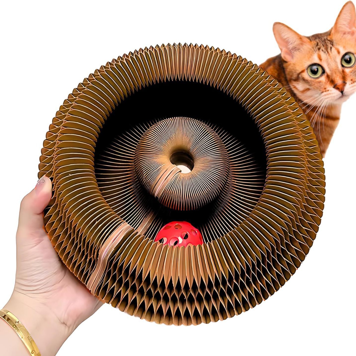 Cat Toy With Bells Accordion-style Scratching Post For Cats