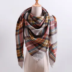 Autumn And Winter Artificial Cashmere Scarf High Density Triangular Binder Couple Plaid Scarf Warm Shawl - 18 - View 1