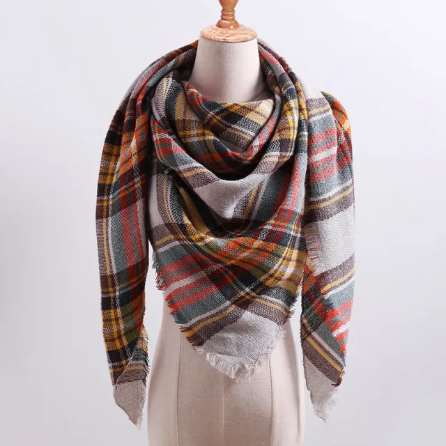 Autumn And Winter Artificial Cashmere Scarf High Density Triangular Binder Couple Plaid Scarf Warm Shawl 18 - Shop at LoveMi