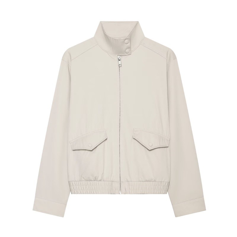 Retro Chic Chimney Collar Loose Fitting Versatile Long Sleeve Jacket