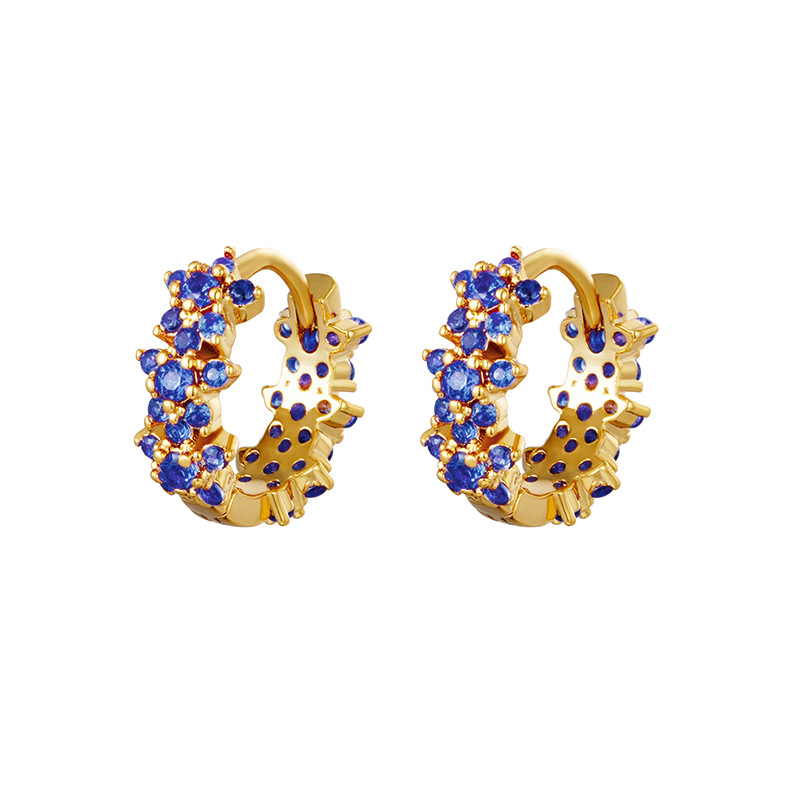 Silver Needle Simple Color Zircon Cute Plum Earrings