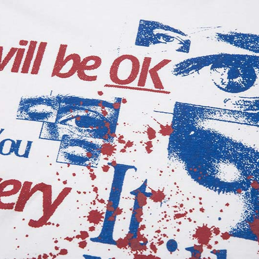 New Autumn American-Style Top With Eyeball And Letter Print