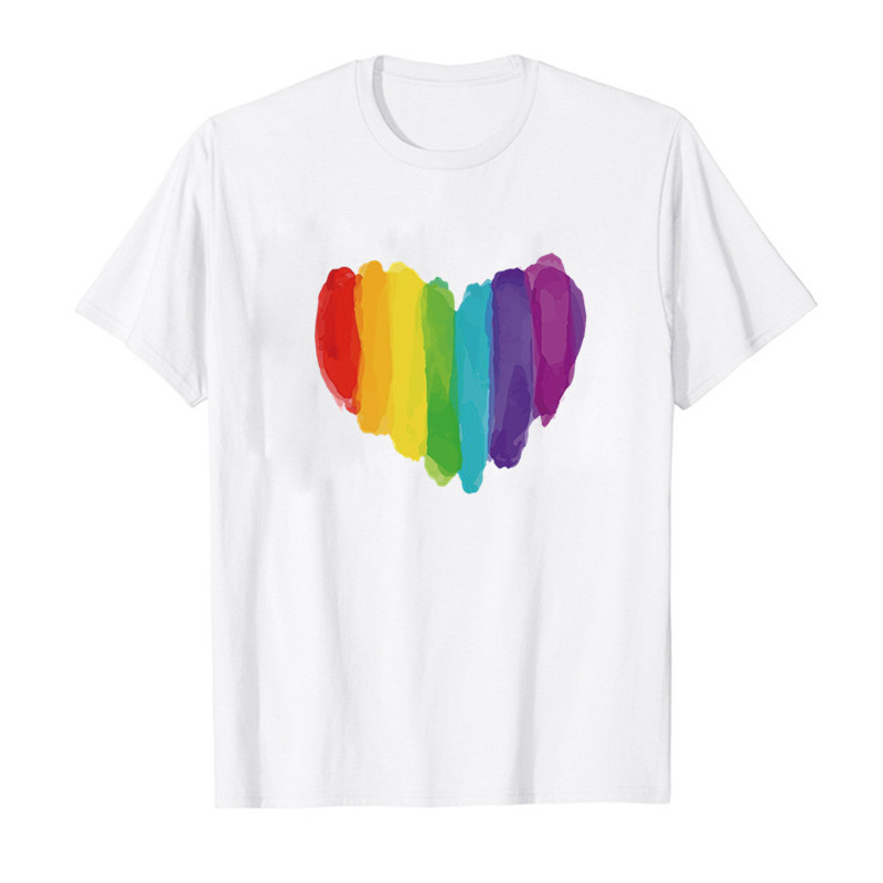 European And American Valentine's Day Love Women's Printed Wear Short Sleeve T shirt Top White - Shop at LoveMi