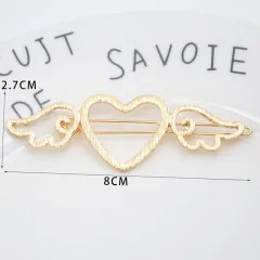 Cupid Heart-shaped Five-pointed Alloy Hair Accessories - Angel Wings Golden 2 - View 1