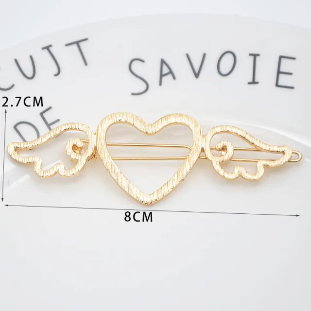 Cupid Heart shaped Five pointed Alloy Hair Accessories Angel Wings Golden 2 - Shop at LoveMi