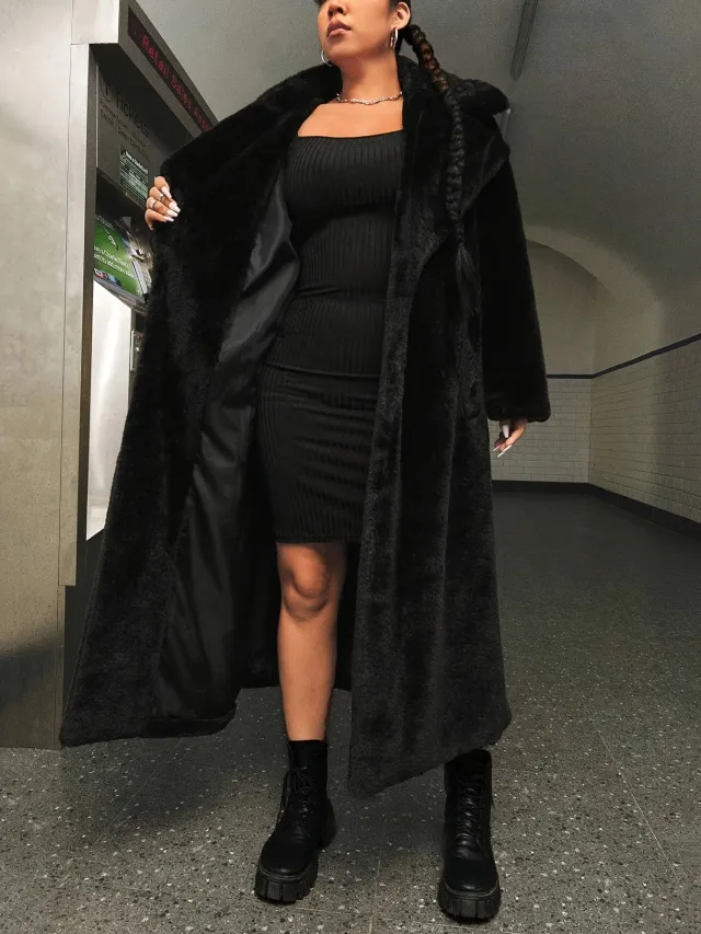 European And American Women's Clothing Long cut Coat Black - Shop at LoveMi