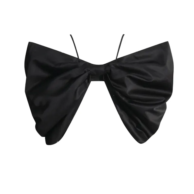 Fashion Solid Color Pure Desire Bow Suspenders Top Black - Shop at LoveMi