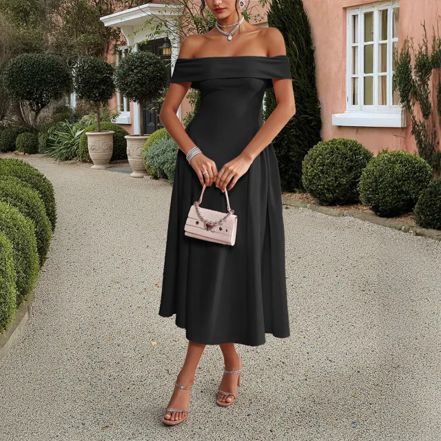 Elegant Tube Top Off shoulder Dress Dress Black - Shop at LoveMi
