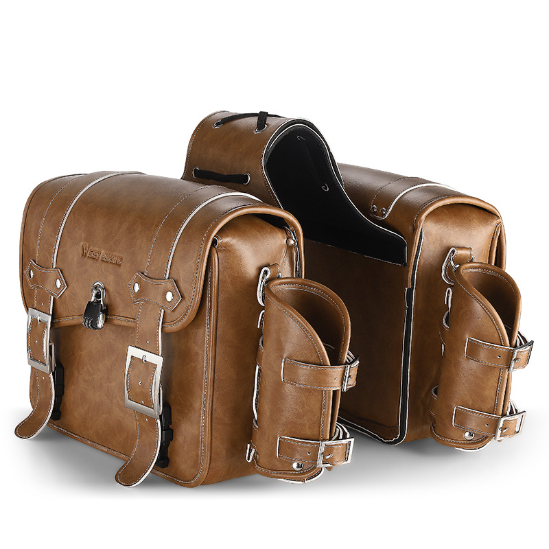 Retro Bilateral Large Capacity Leather Storage Bag – Khaki, Average Size