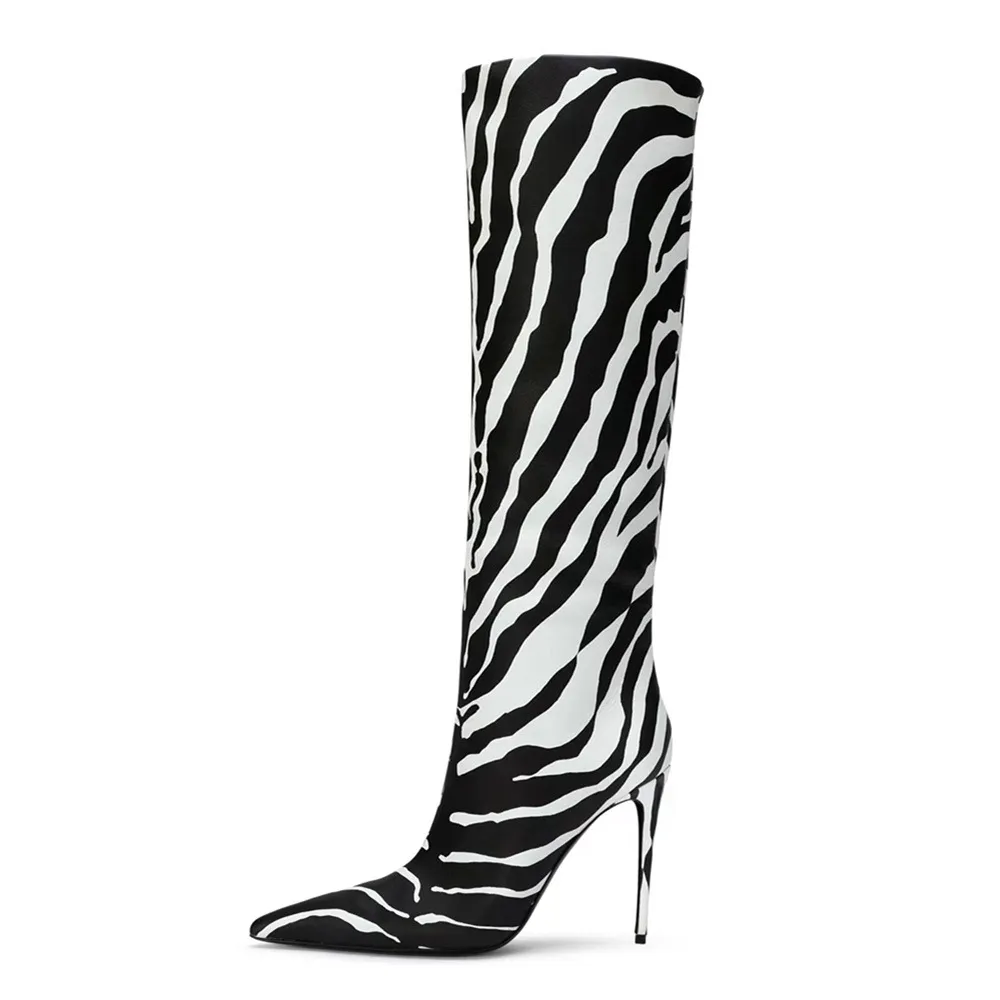 Women's Fashion Pointed Stiletto Heel Leopard Print Boots - Leopard