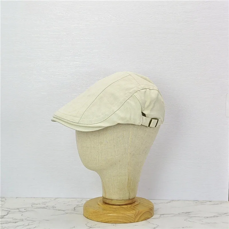 Japanese Style British Style Lake Blue Retro Denim Advance Hats - Beige