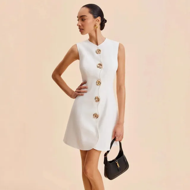 Women's Elegant Fashion Personalized Cardigan Dress White - Shop at LoveMi