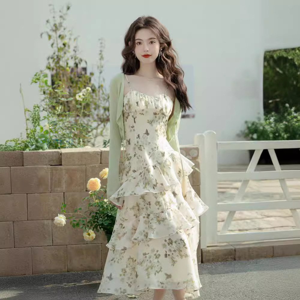 Fashion Green Shivering Sling Dress