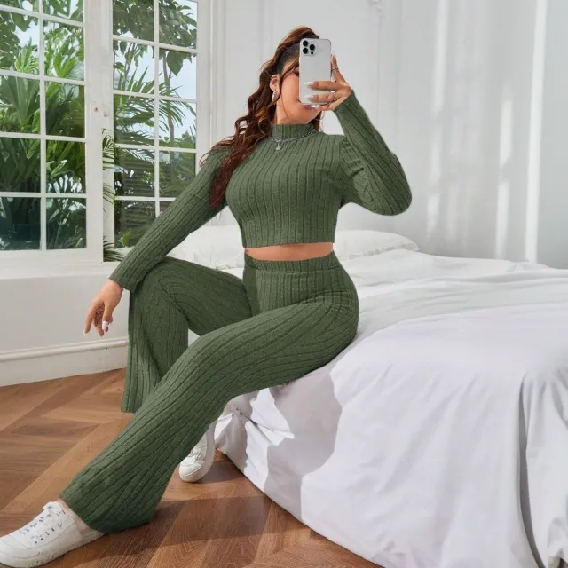 Autumn And Winter Solid Color Comfortable Slim Fit Two piece Suit Gray - Shop at LoveMi