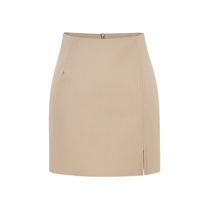 High-waisted Front-slit Versatile Form-fitting Stretchy Pencil Skirt
