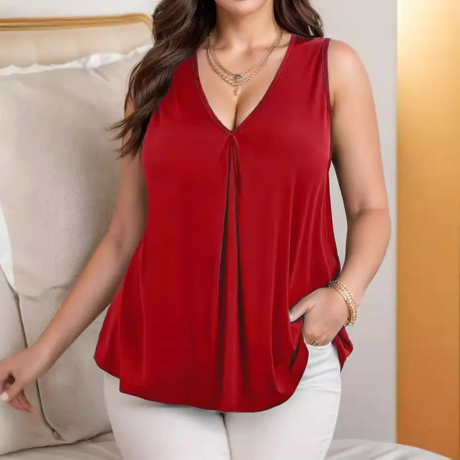 Summer Womens Solid-Color V-Neck Tank Top