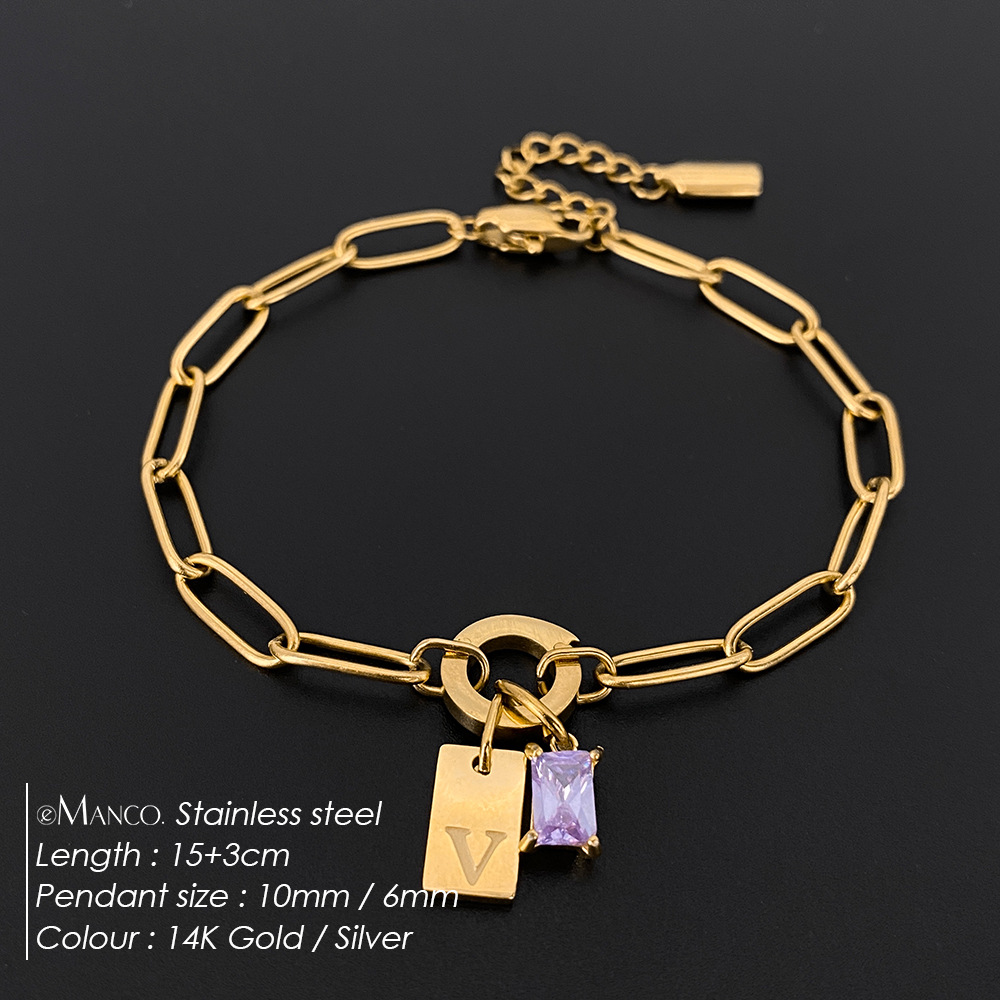 Womens Fashionable Rhinestone Letter Combination Bracelet Jewelry