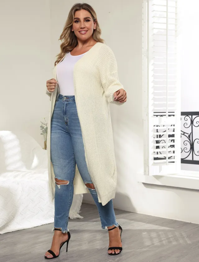 Women's Coat Simple Fashion European And American Style Plus Size Women's Sweater Cardigan Beige - Shop at LoveMi