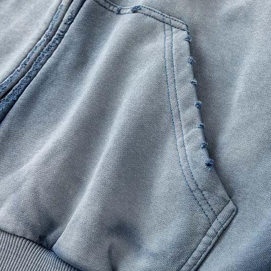 American-style Vintage DIY Badge-printed Washed-and-distressed Jacket