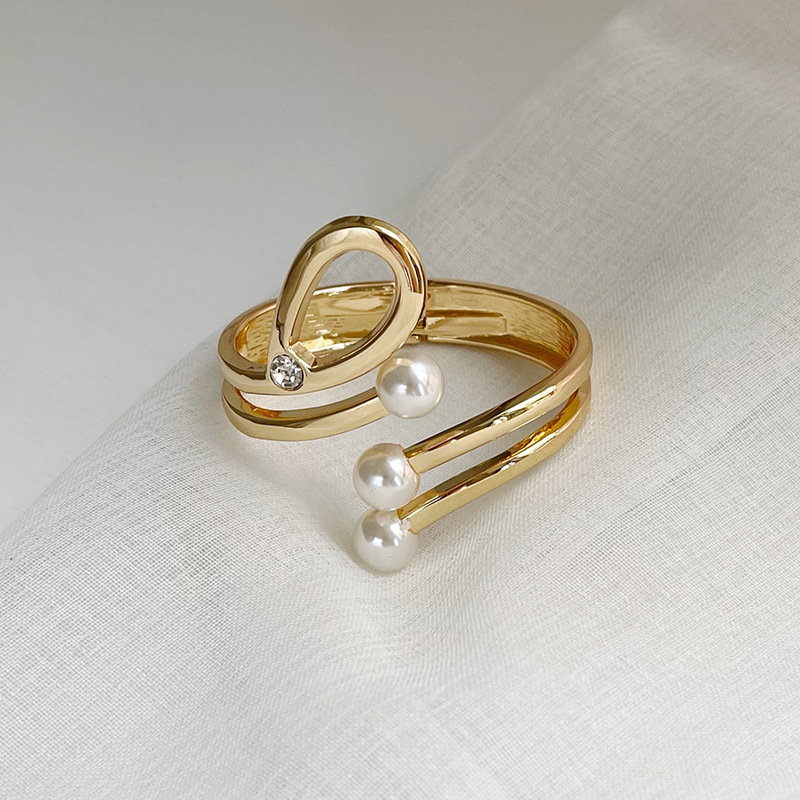 Women's Fashionable Asymmetric Alloy Double-layer Pearl Bracelet