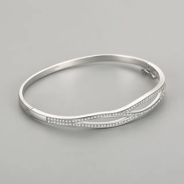S925 Silver Bracelet Women's Japanese And Korean Simple Double layer Cross Diamond 18Cm - Shop at LoveMi