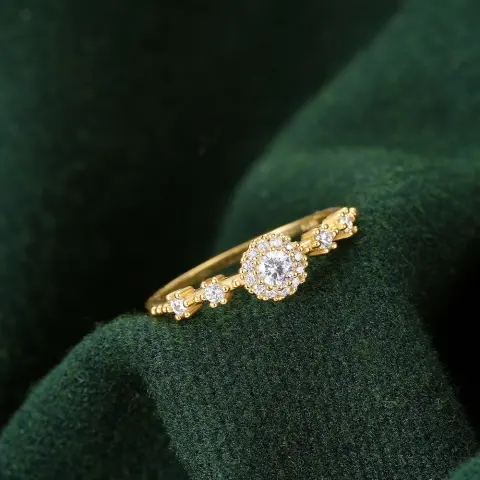 Entry Lux Flower Rhinestone-embedded Closed 925 Silver High-grade Romantic