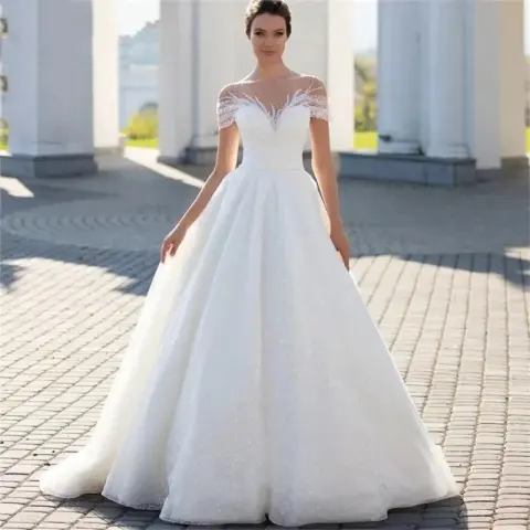 Off-shoulder Light Wedding Dress Bridal Main Yarn Lace Veil