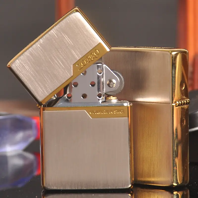 Titanium Color Block Kerosene Lighter Wire Drawing